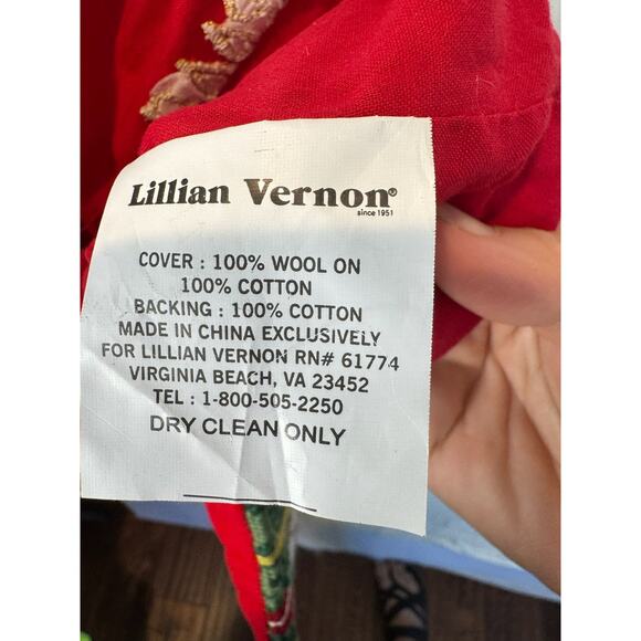 Vtg Needlepoint Christmas Stocking Teddy Bear Wool Velvet Lillian Vernon VANESSA - Picture 3 of 3